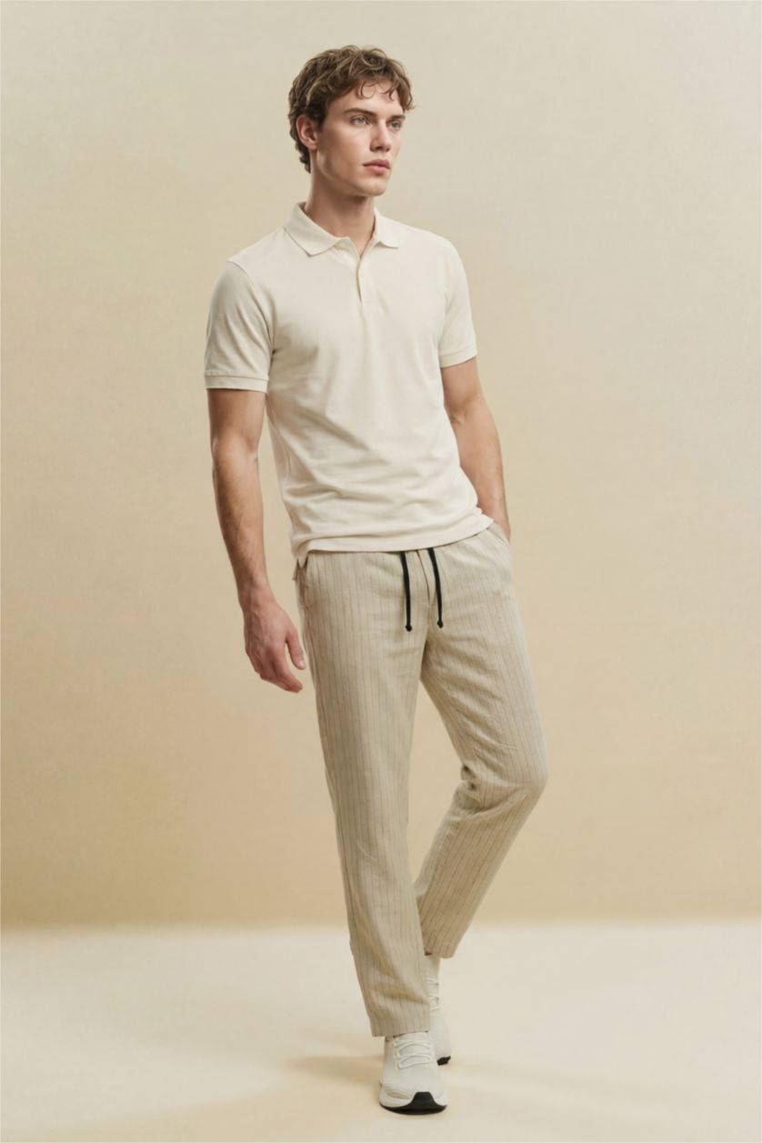 MAN Ecru Slim Fit Short Sleeve Polo T-Shirt