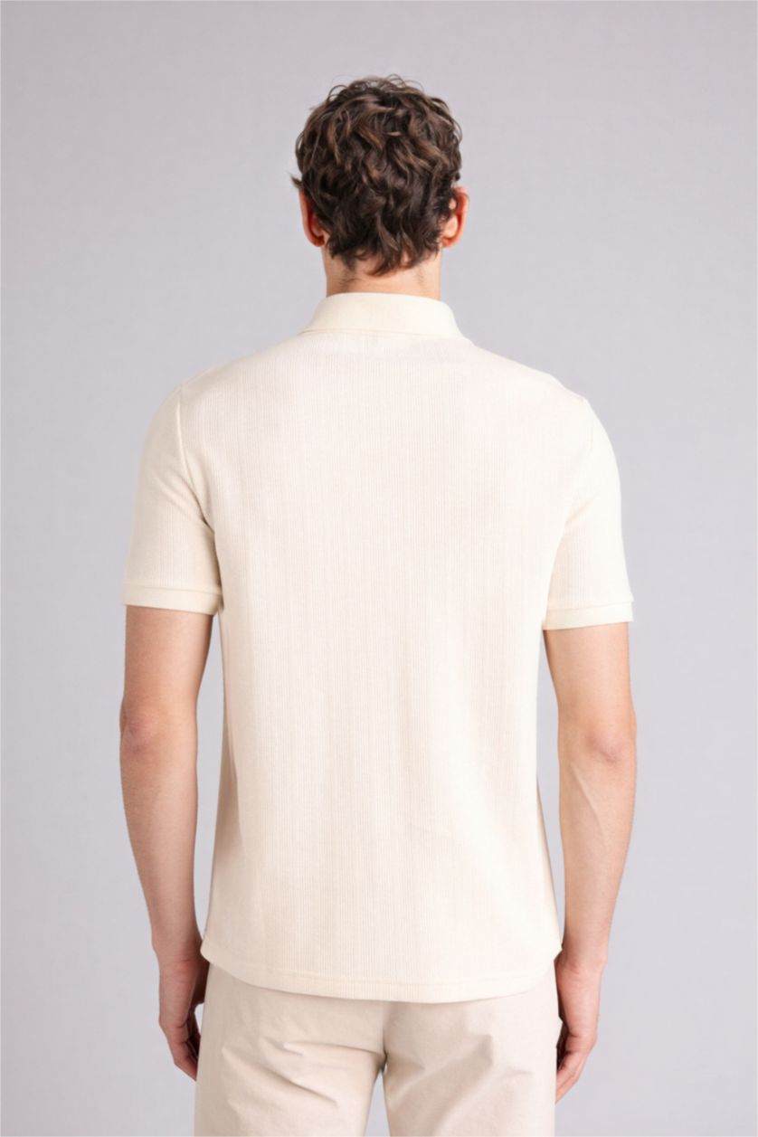 Erkek Ekru Kısa Kollu Polo Tişört