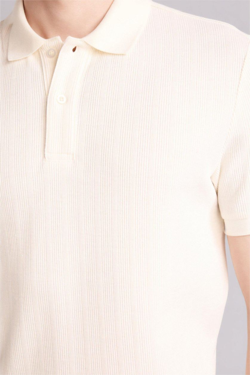 MAN Ecru Slim Fit Short Sleeve Polo T-Shirt