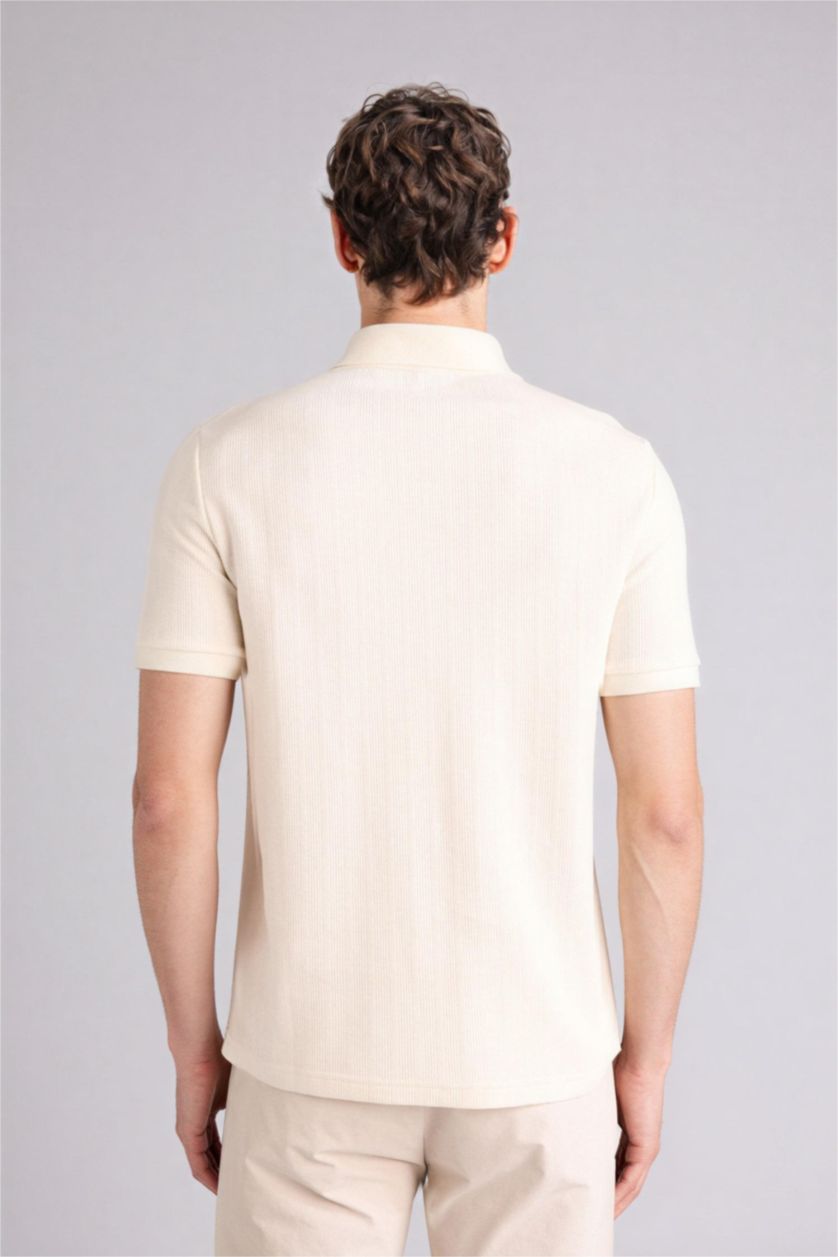 MAN Ecru Slim Fit Short Sleeve Polo T-Shirt