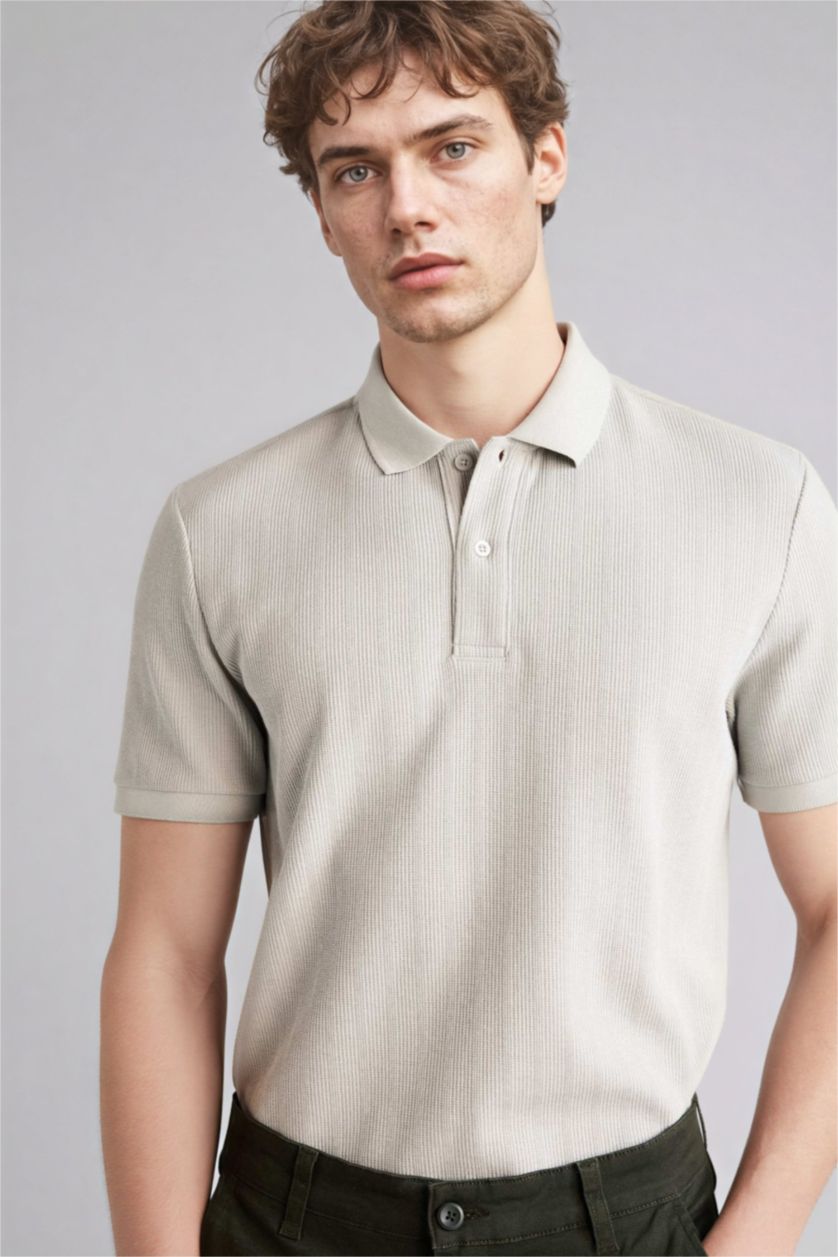 رجال رمادي تيشيرت بولو نص ردن