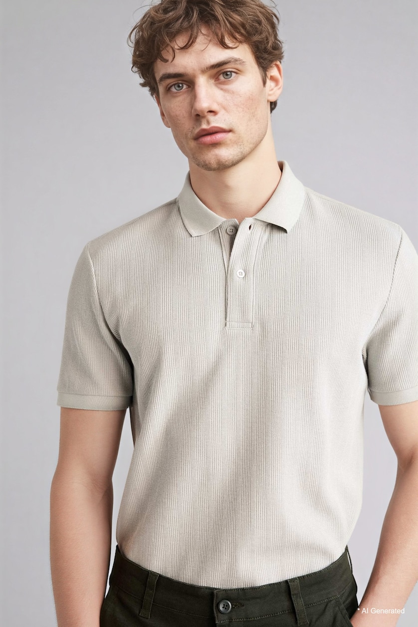 Man Grey Short Sleeve Polo T-Shirt