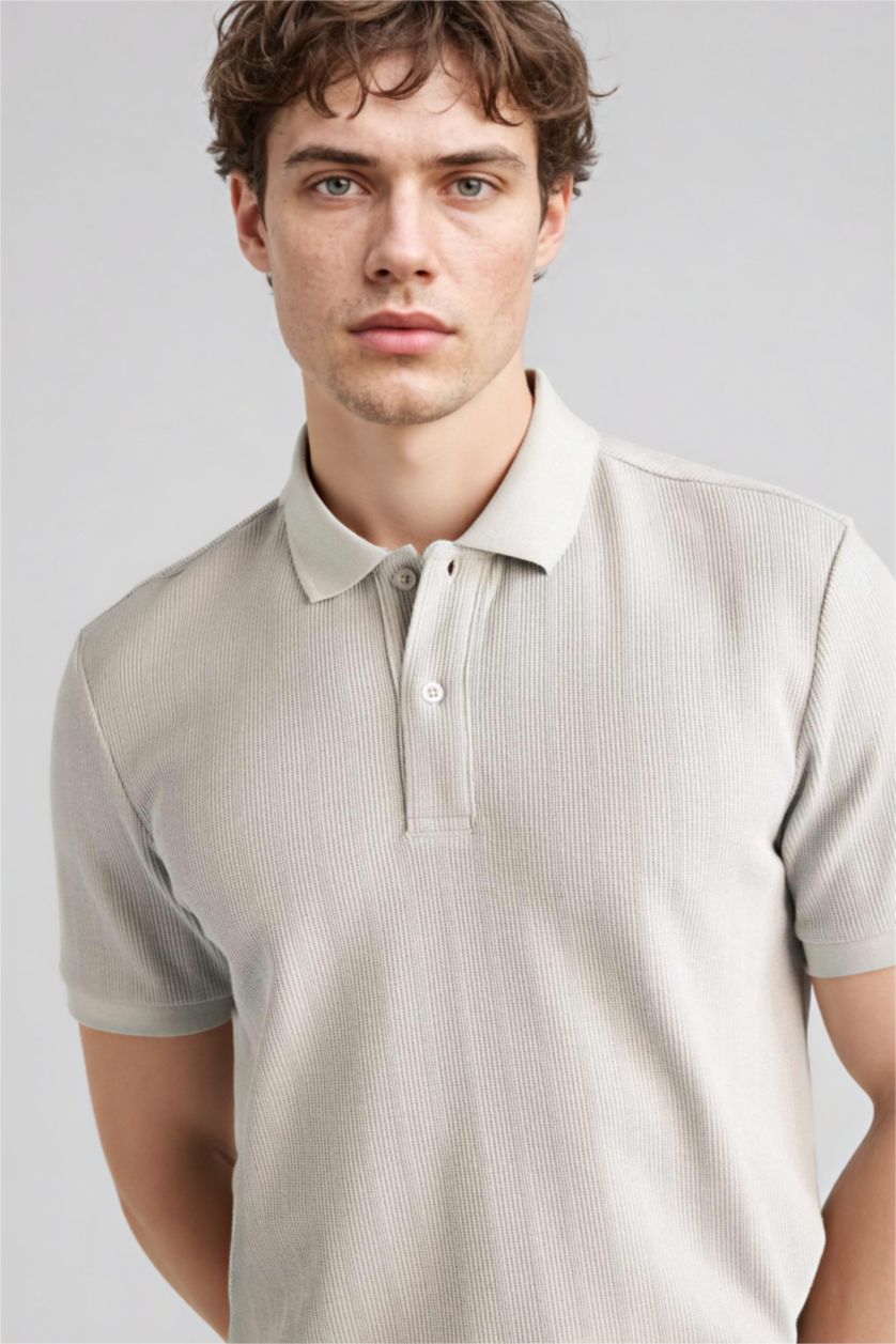 رجال رمادي تيشيرت بولو نص ردن