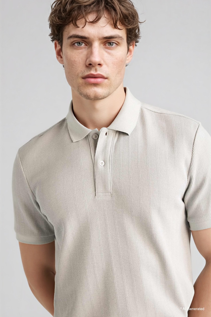 Man Grey Short Sleeve Polo T-Shirt