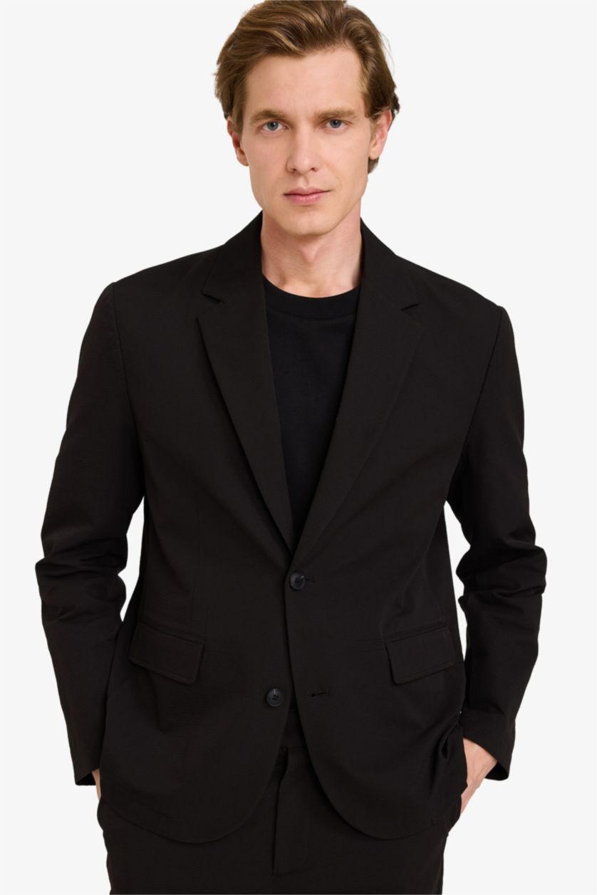 MAN Black Modern Fit Crinkle Blazer