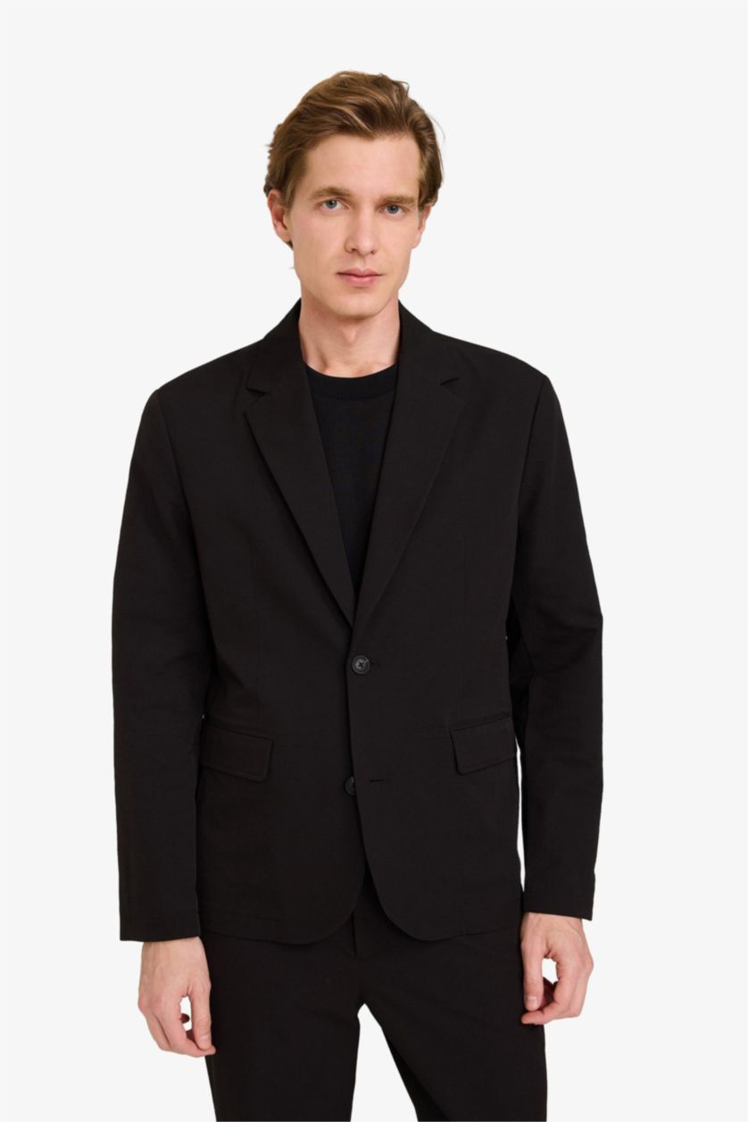 Man Black Modern Fit Crinkle Blazer