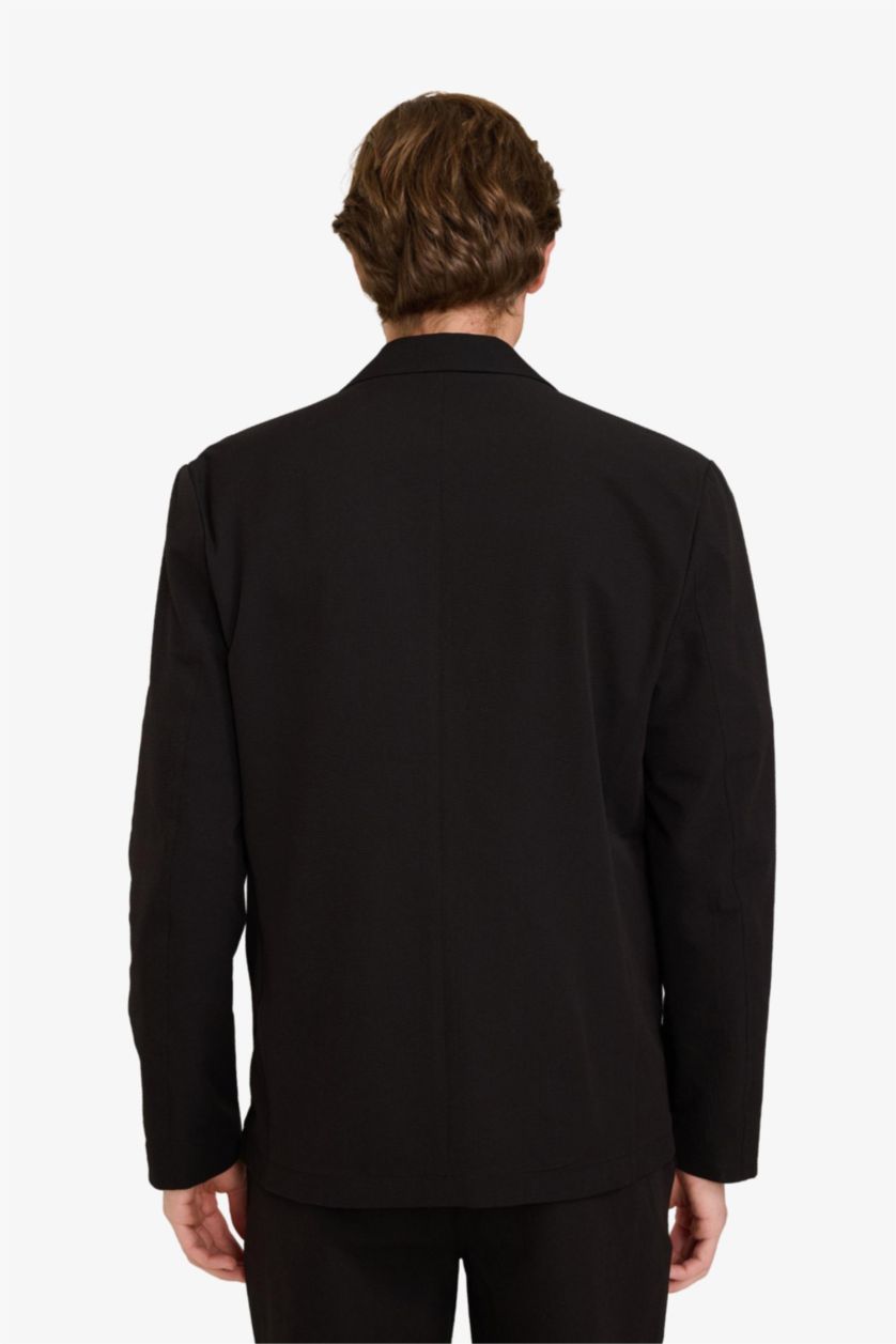 Man Black Modern Fit Crinkle Blazer