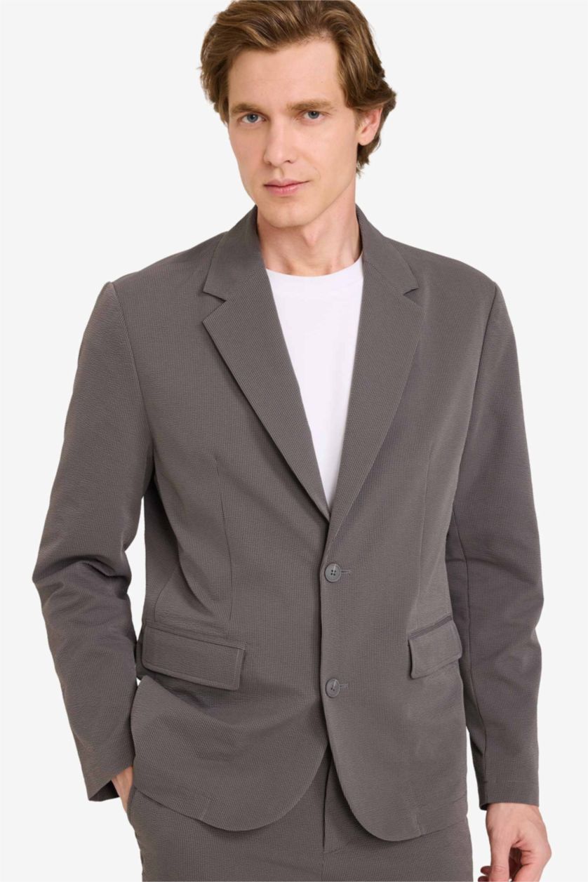 MAN Grey Modern Fit Crinkle Blazer