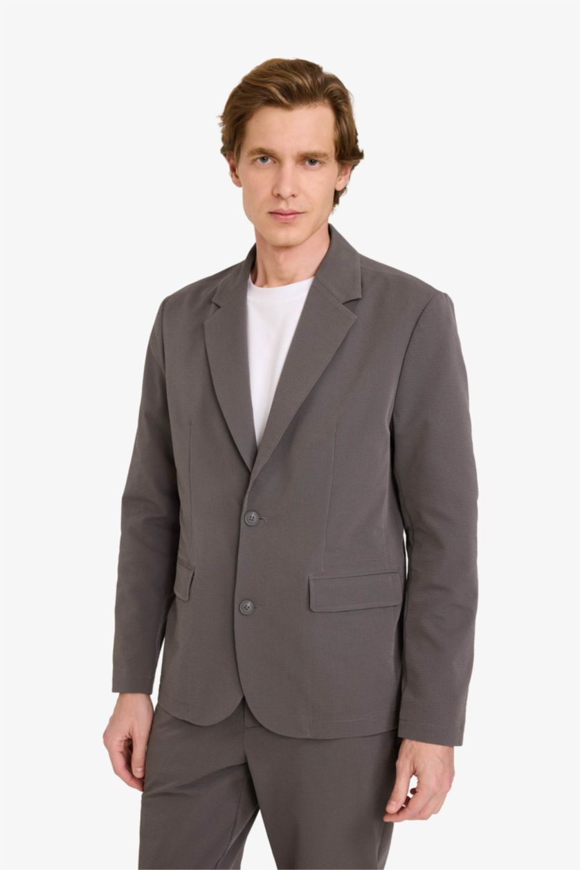 MAN Grey Modern Fit Crinkle Blazer