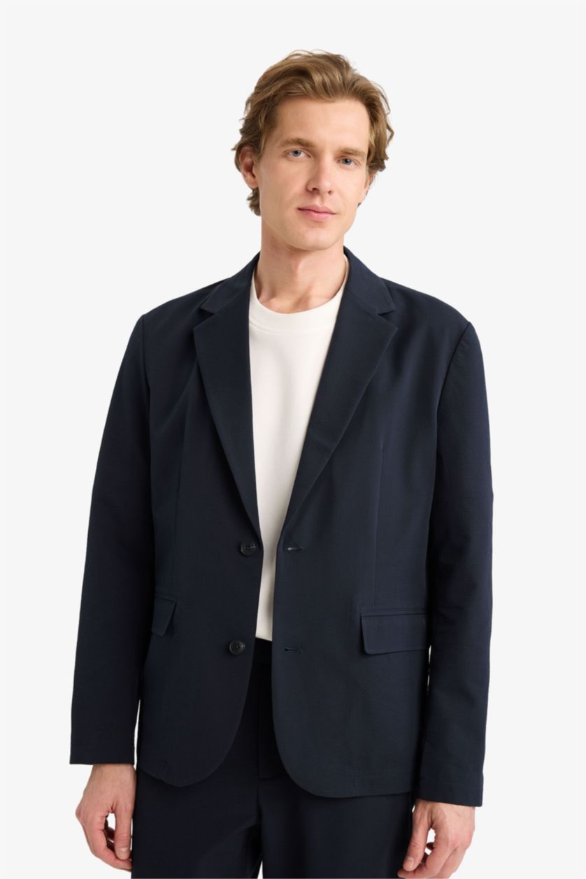 MAN NAVY Modern Fit Crinkle Blazer