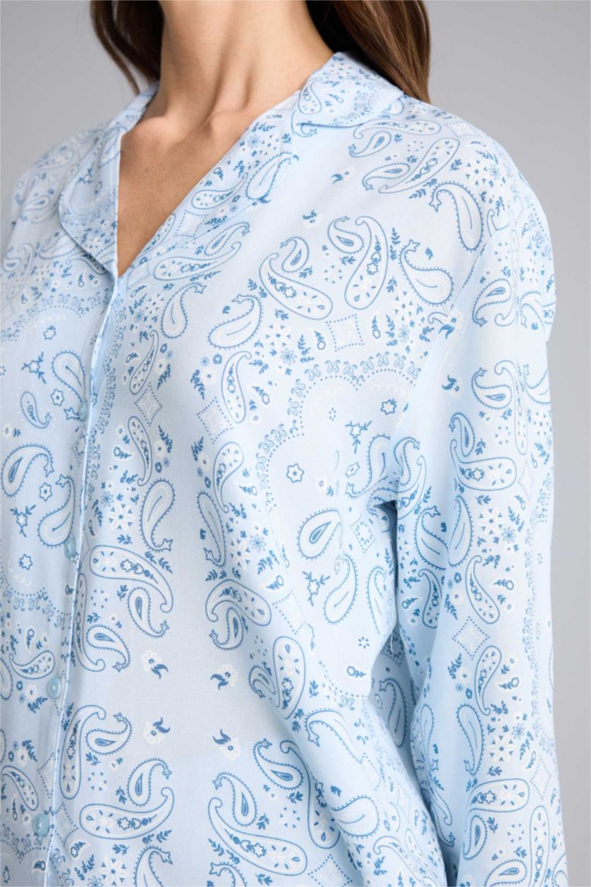 Әйелдерге Ашық Көк Regular Fit ұзын жеңді 2 дана жинақ