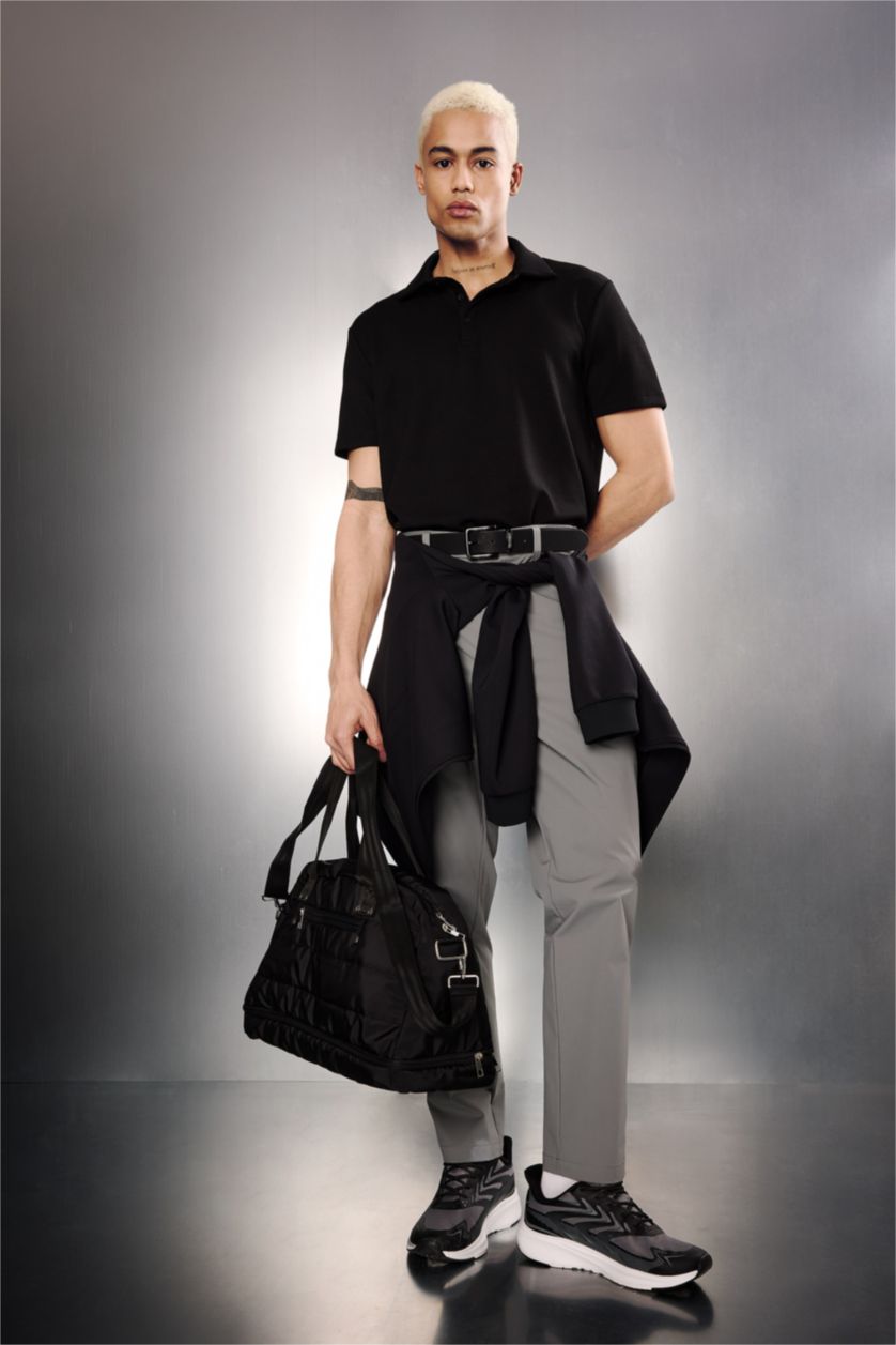 MAN Black Standard Fit Modal Sports Polo T-Shirt