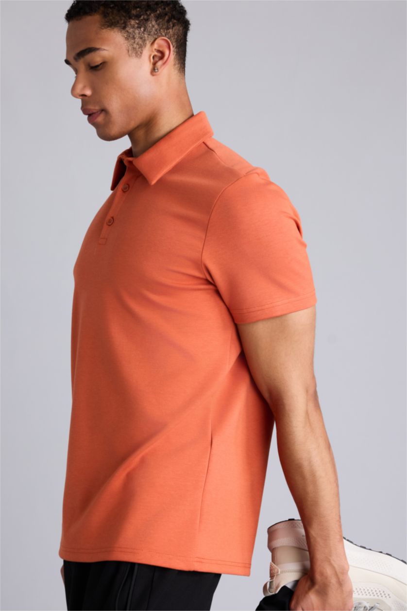Erkek Turuncu Standart Modal Polo Tişört