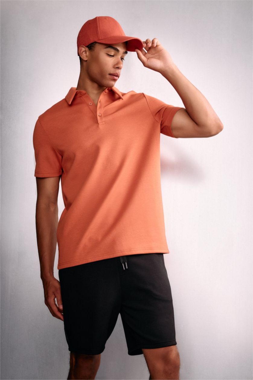 MAN Orange Standard Fit modal Short Sleeve Polo T-Shirt