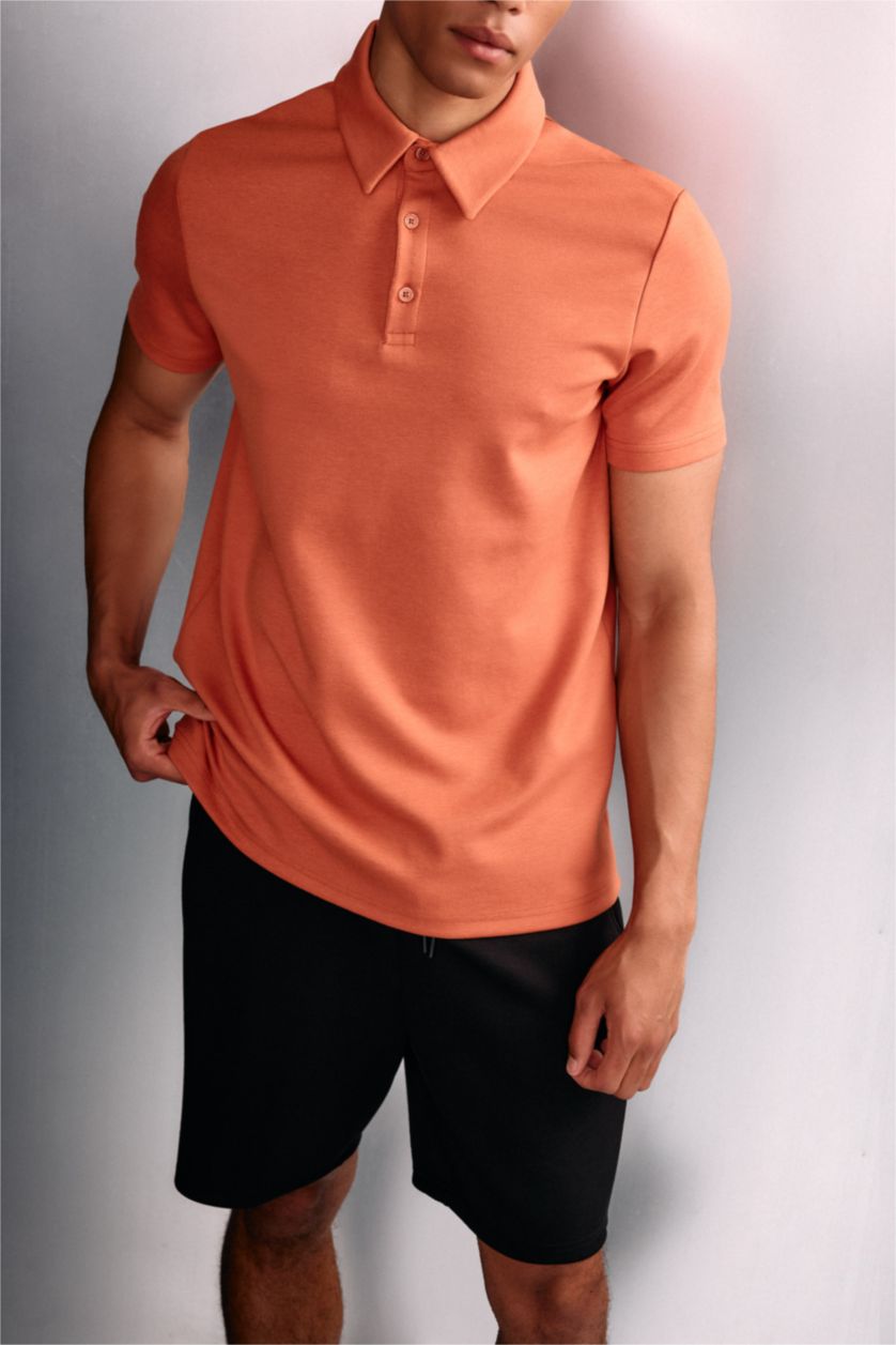 MAN Orange Standard Fit modal Short Sleeve Polo T-Shirt