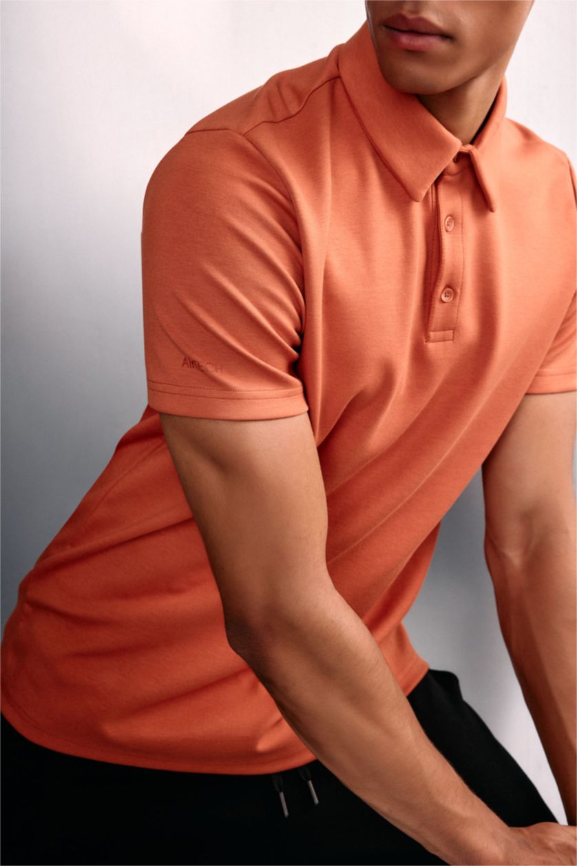 MAN Orange Standard Fit modal Short Sleeve Polo T-Shirt