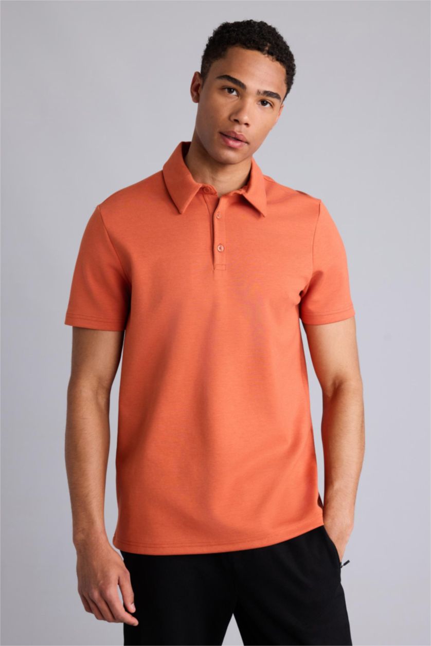MAN Orange Standard Fit modal Short Sleeve Polo T-Shirt