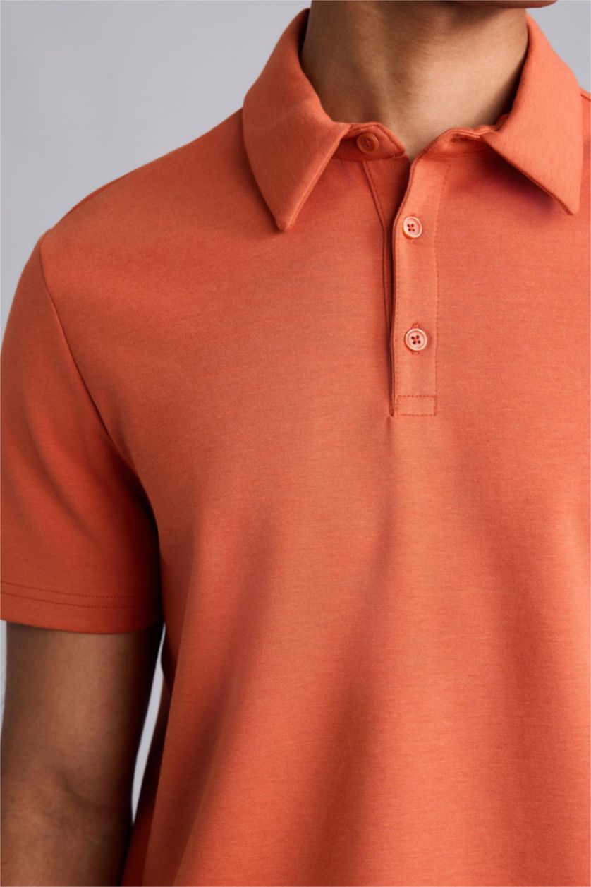MAN Orange Standard Fit modal Short Sleeve Polo T-Shirt