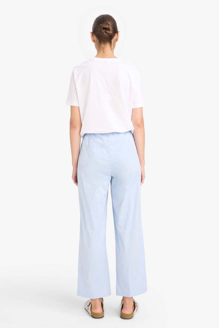 Kadın Mavi Regular Fit 2'li Poplin Uzun Pijama Altı