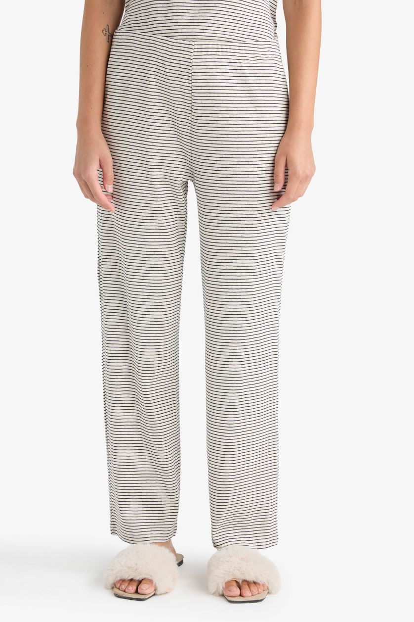 WOMAN Ecru Fall in Love Regular Fit Striped Top Bottom 2 Piece Set