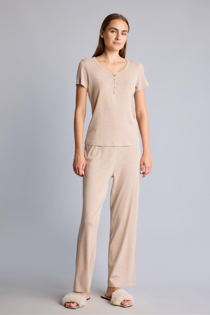 WOMAN Vison Regular Fit Striped 2 Piece Pyjama Set