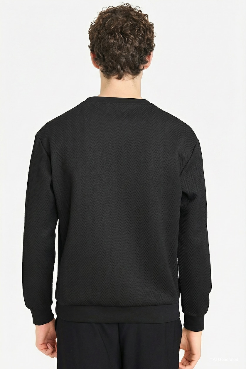 Erkek Siyah Regular Fıt Basic Sweatshirt