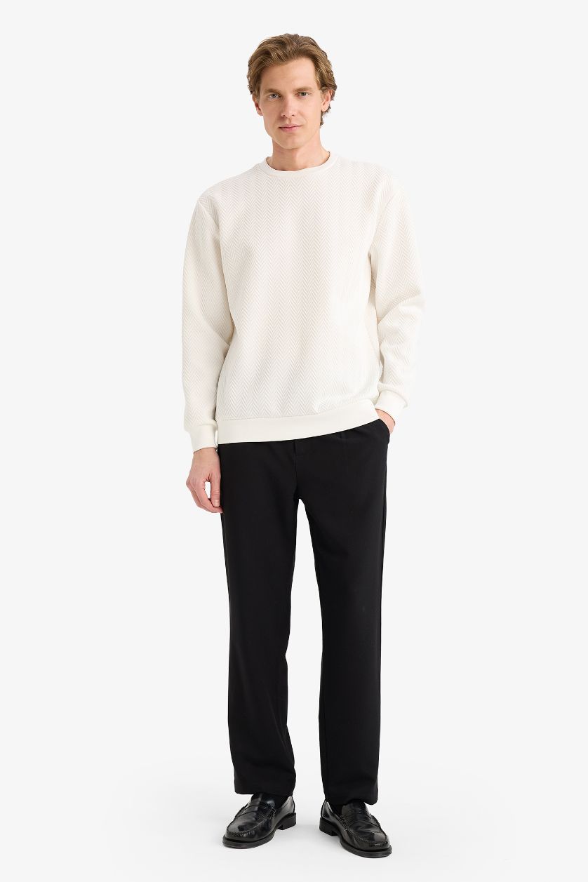 Erkek Kırık Beyaz Regular Fit Sweatshirt