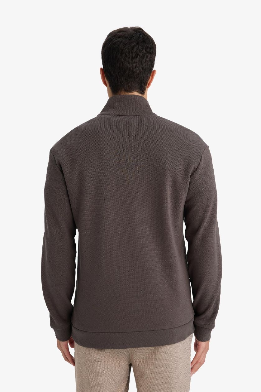 Erkek Antrasit Regular Fıt Dik Yaka Sweatshirt