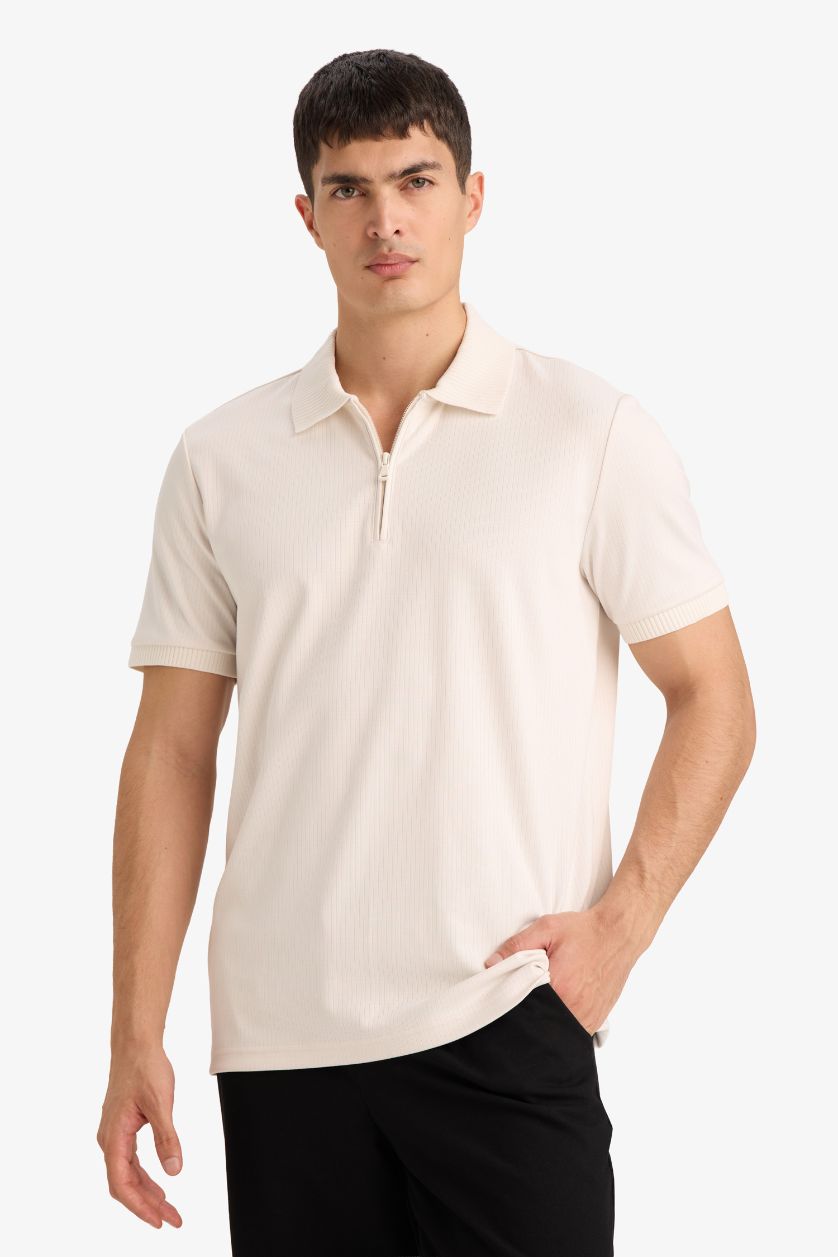 Erkek Ekru Regular Fıt Polo Tişört