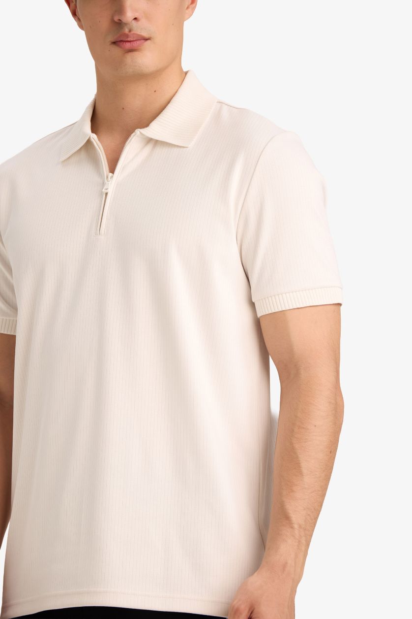 Erkek Ekru Regular Fıt Polo Tişört