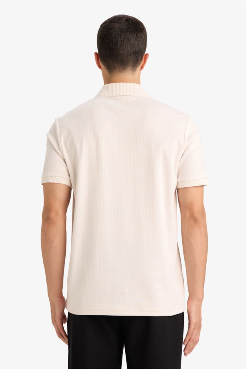 Erkek Ekru Regular Fıt Polo Tişört