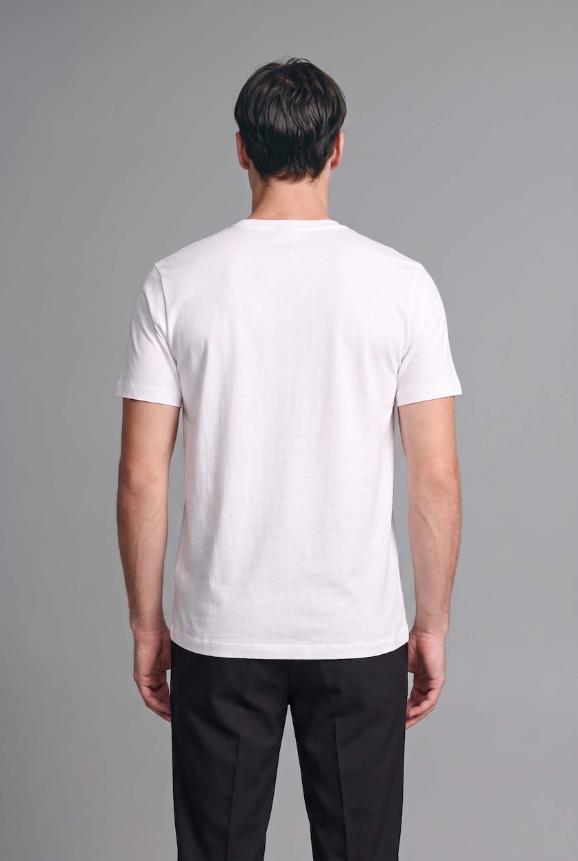 MAN Ecru Crew Neck Short Sleeve Short Sleeve T-Shirt