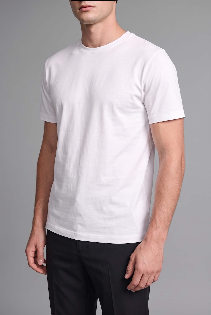 MAN Ecru Crew Neck Short Sleeve Short Sleeve T-Shirt
