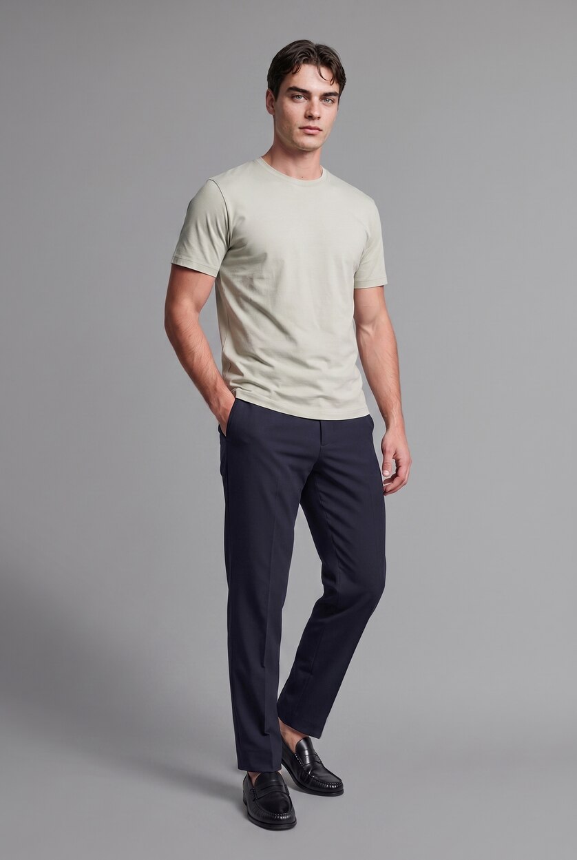 MAN Light Khaki Crew Neck Short Sleeve Short Sleeve T-Shirt