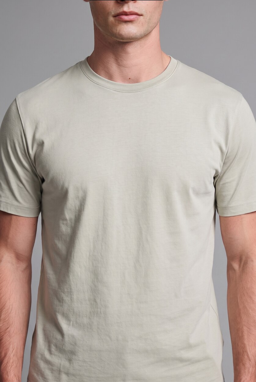 MAN Light Khaki Crew Neck Short Sleeve Short Sleeve T-Shirt