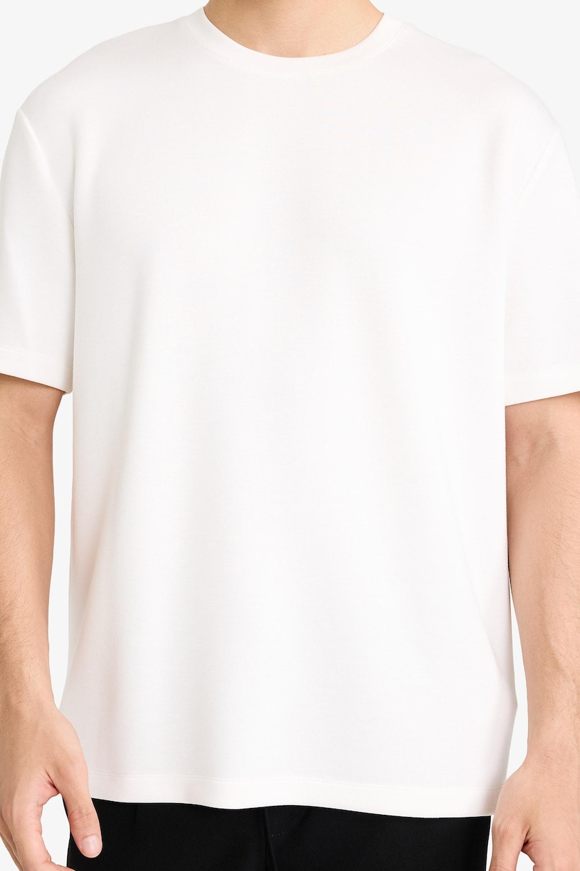 Men Ecru Regular Fit Basic T-Shirt