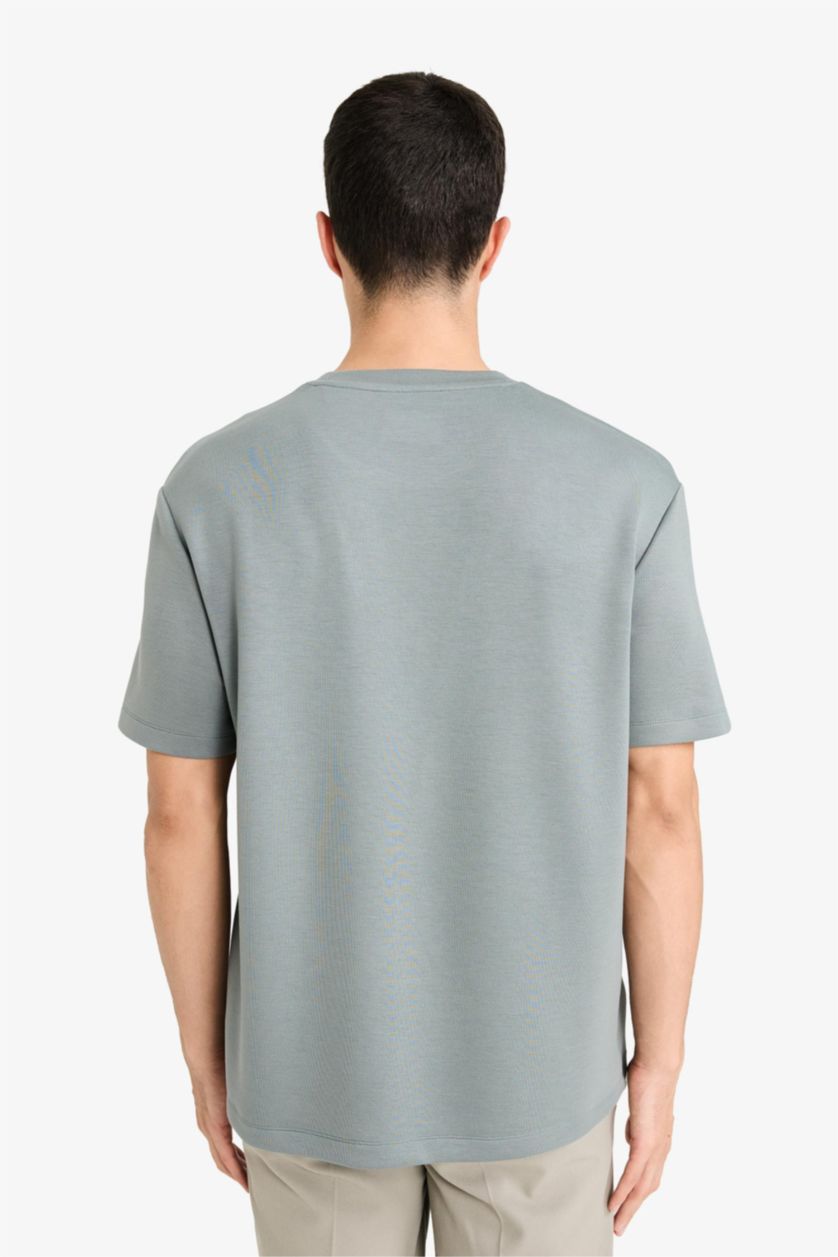 Erkek Yeşil Regular Fıt Bisiklet Yaka Kısa Kollu Tişört