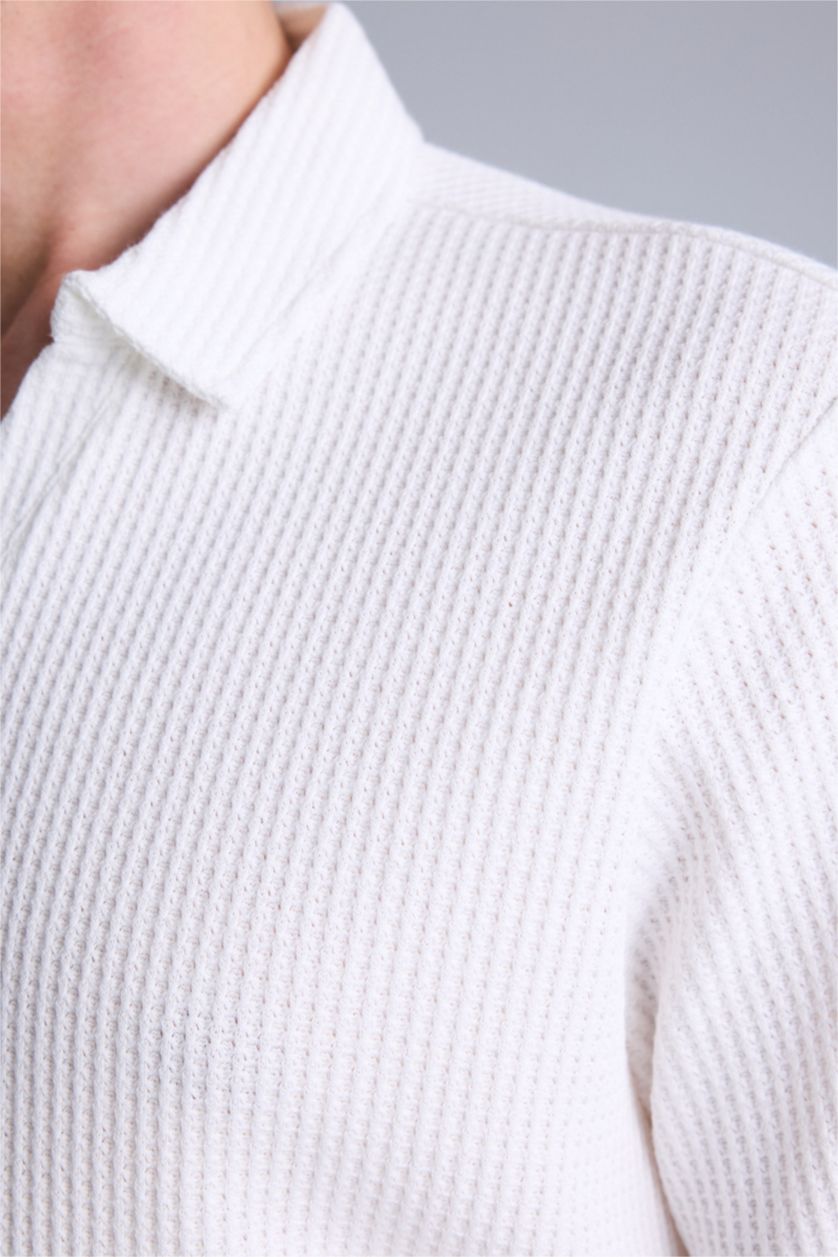 Erkek Ekru Regular Fıt Kısa Kollu Polo Tişört