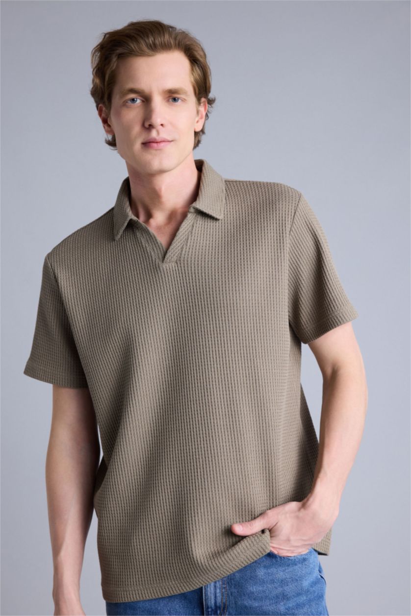 Erkek Meşe Yeşili Regular Fıt Kısa Kollu Polo Tişört