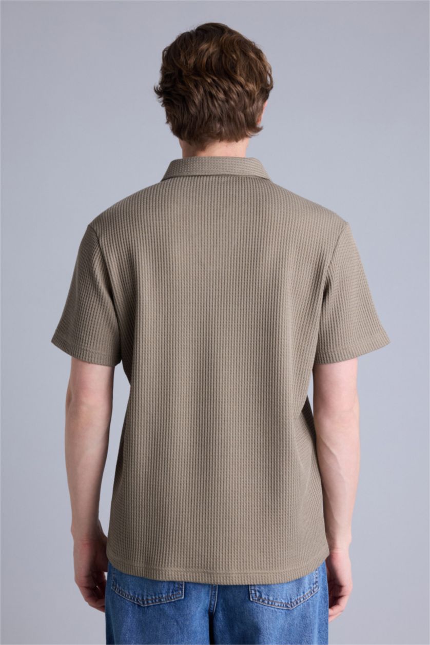 Erkek Meşe Yeşili Regular Fıt Kısa Kollu Polo Tişört