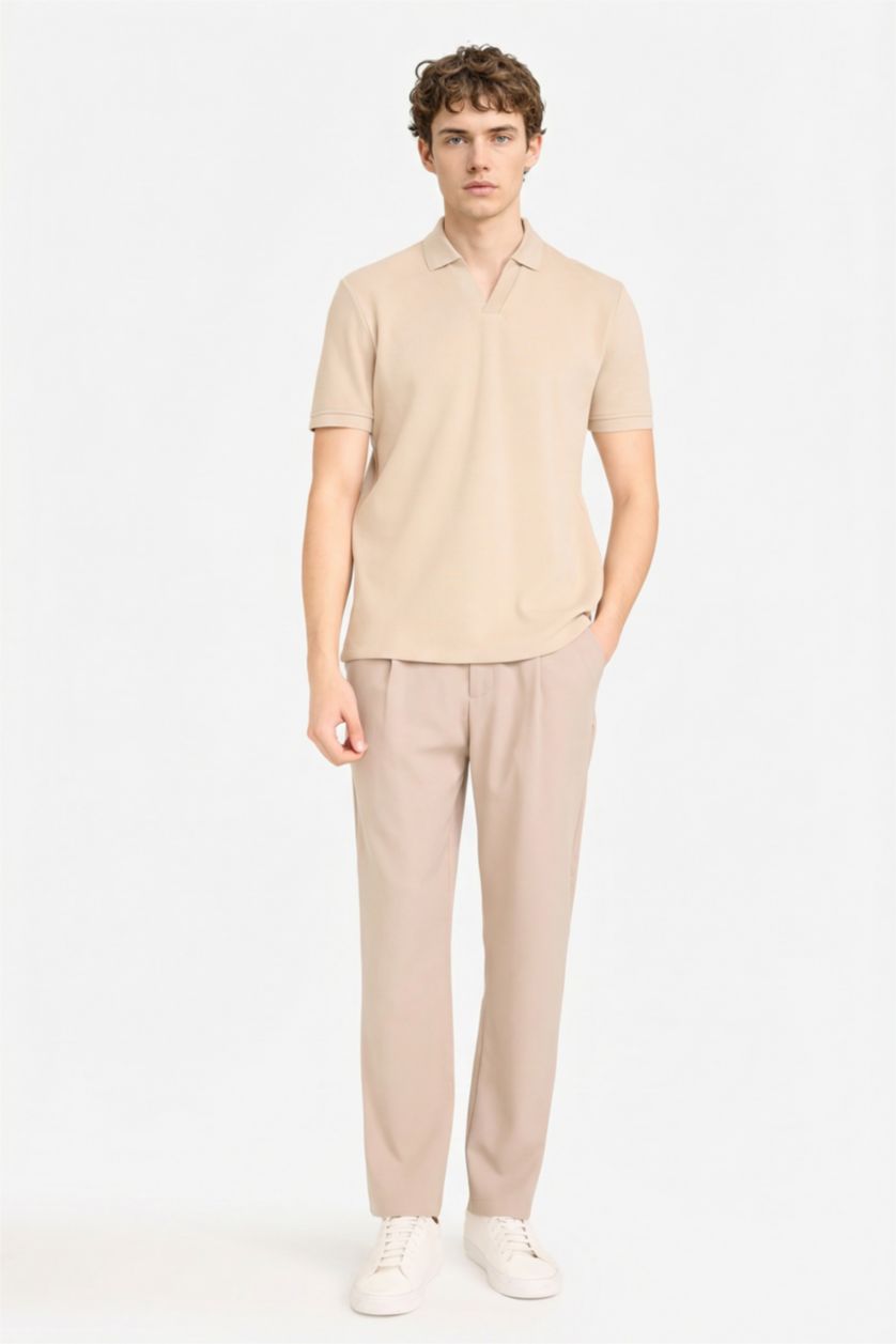 MAN Ecru Regular Fit Short Sleeves Polo T-shirt