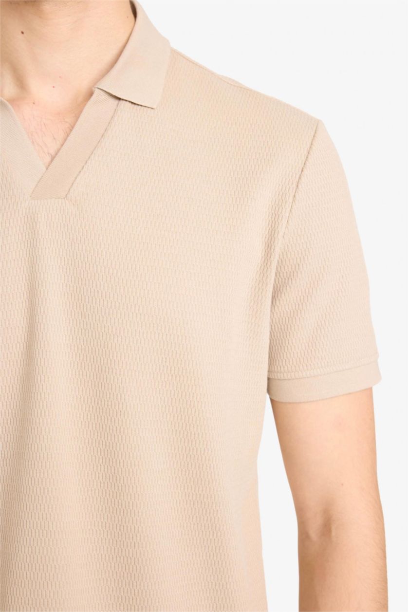 MAN Ecru Regular Fit Short Sleeves Polo T-shirt