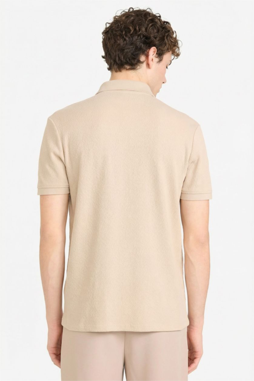 MAN Ecru Regular Fit Short Sleeves Polo T-shirt