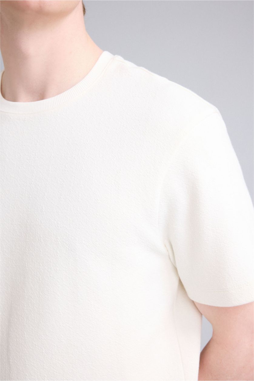 MAN Ecru Regular Fit Crew Neck Short Sleeve T-Shirt