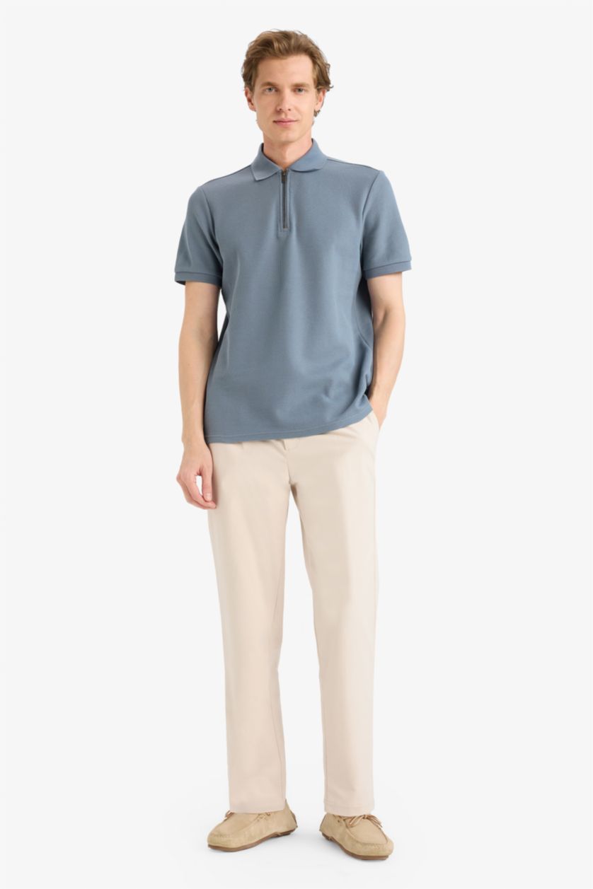 MAN Grey Regular Fit Short Sleeves Polo T-shirt