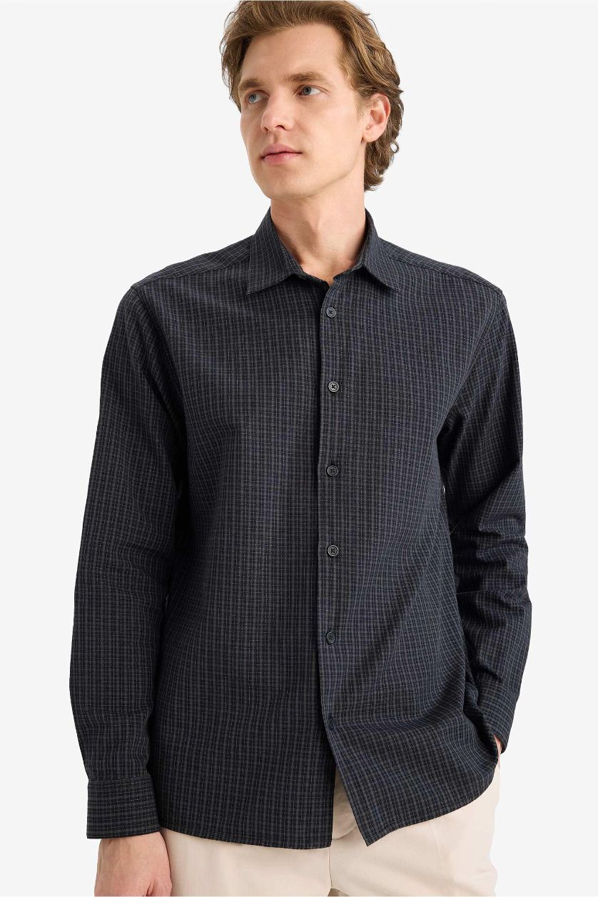 Erkek Siyah Regular Fit Baskılı Gömlek