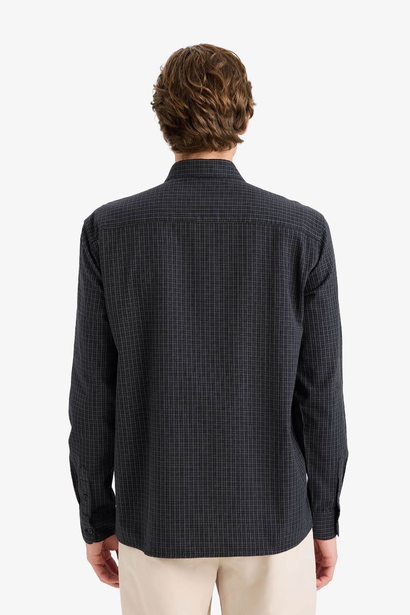 Erkek Siyah Regular Fit Baskılı Gömlek