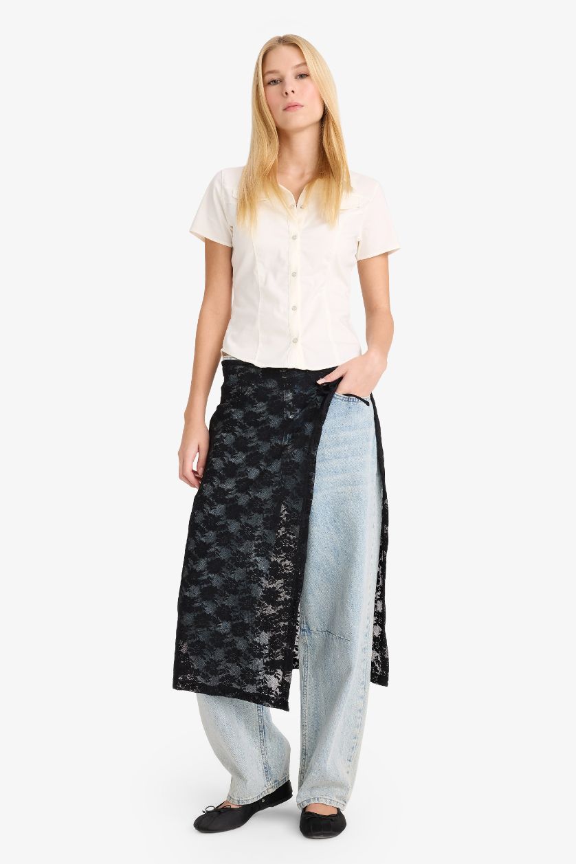 WOMAN White Slim Fit Short Sleeve Shirt