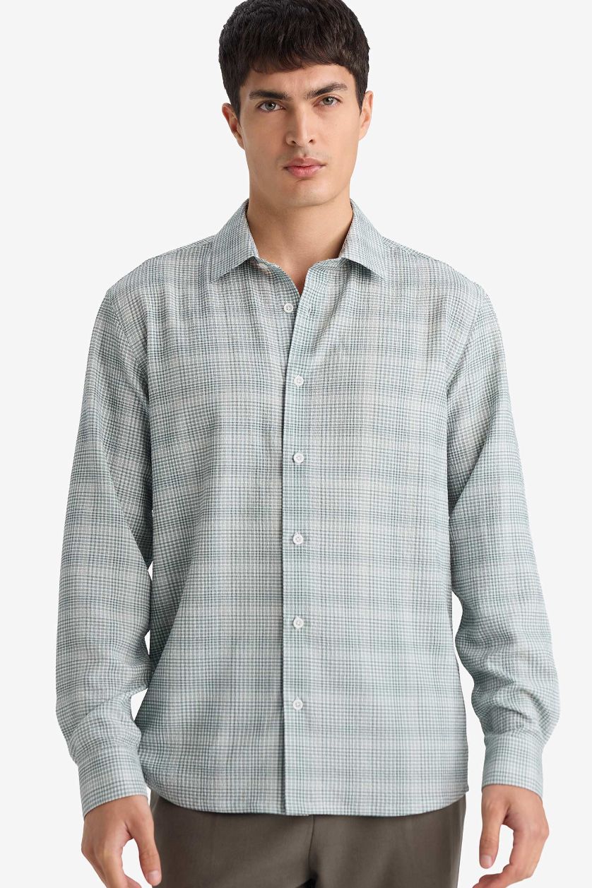 MAN Green Regular Fit Long Sleeves Shirt