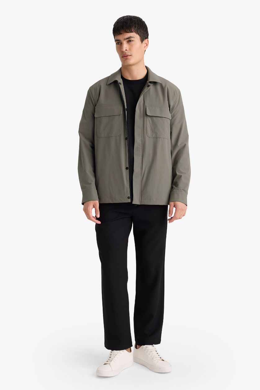 Мужчины Хаки Куртка-рубашка Regular Fit с воротником поло